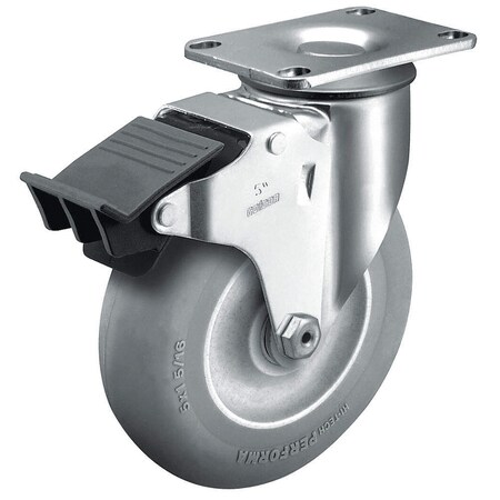 Linco 3.5" ROAD CASE CASTER - GREY ROUND TREAD DONUT TPR - TOTAL LOCK BRAKE CWL-0000779